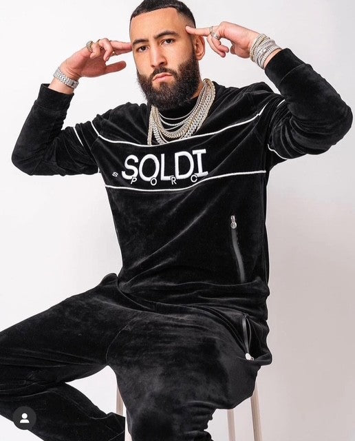 SOLDI VELOUR SUIT BLK
